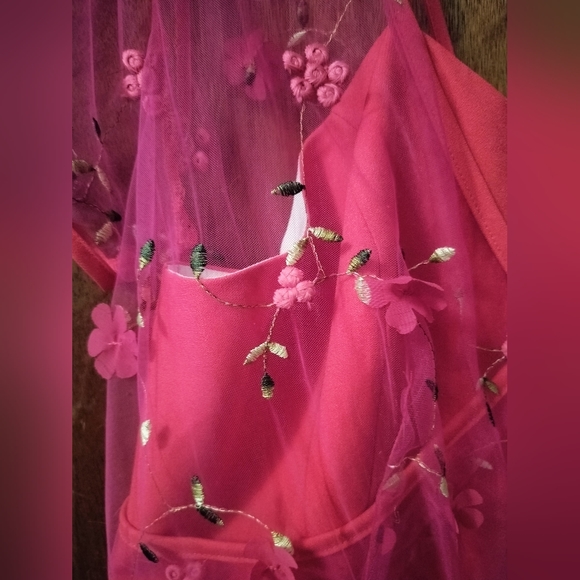 Hot Pink Dress with Embroidery from Unique Vintage - Picture 2 of 5